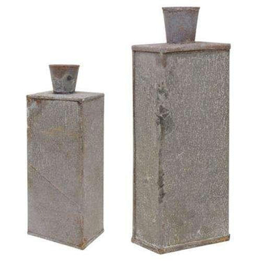 2/Set, Washed Galvanized Bottle Vases - The Fox Decor